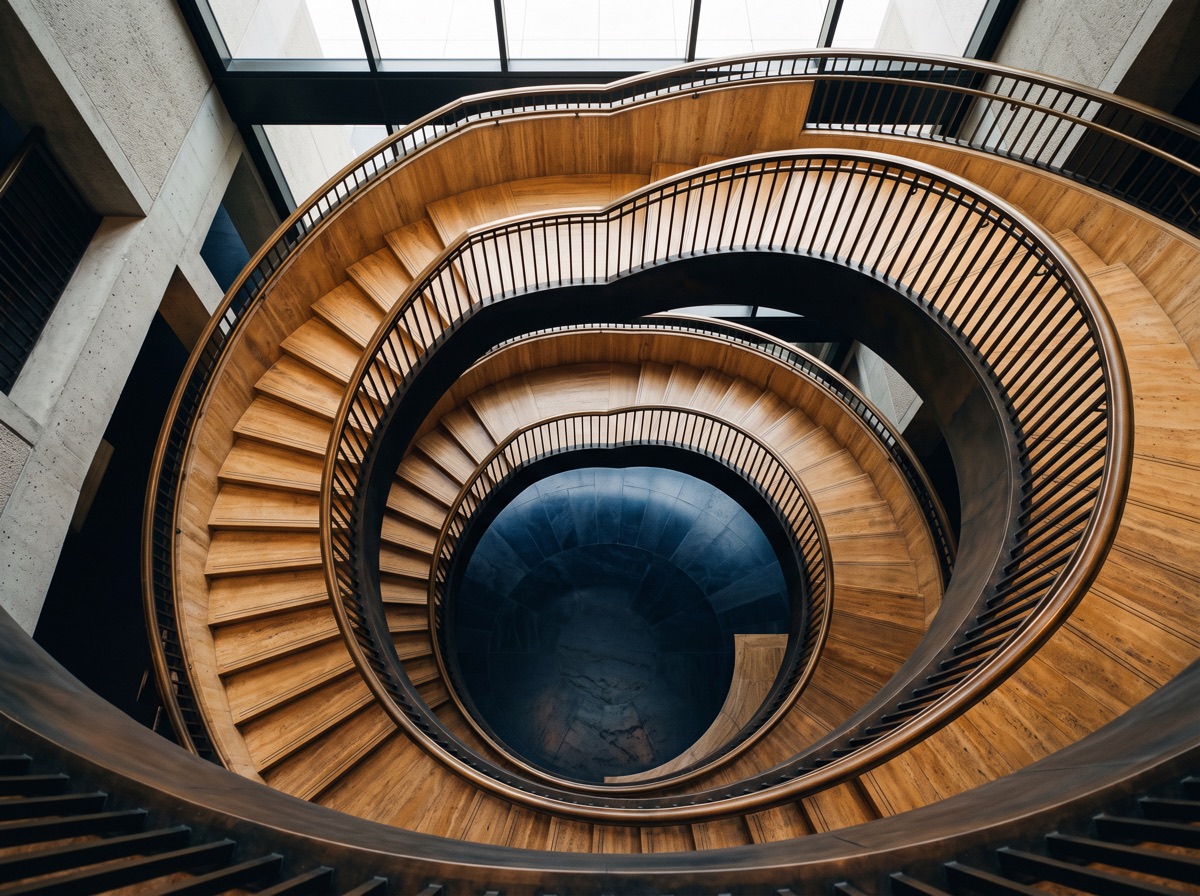 Escalier hélicoïdal moderniste vu du dessus